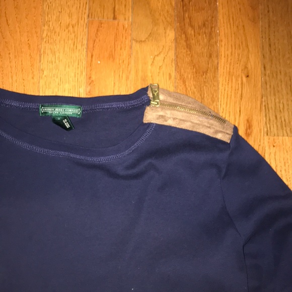 Ralph Lauren Navy Blue Elbow Sweater - Picture 2 of 3